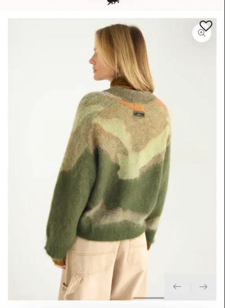 cotelac オリーブグリーン カモフラ Vネックセーター