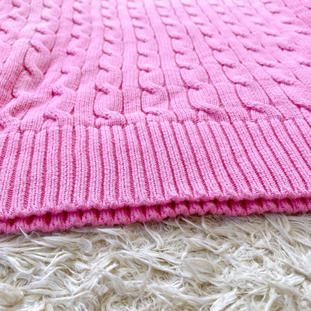 美品✨ポロラルフローレン 大きめLサイズ ピンク ケーブルニット セーター 長袖