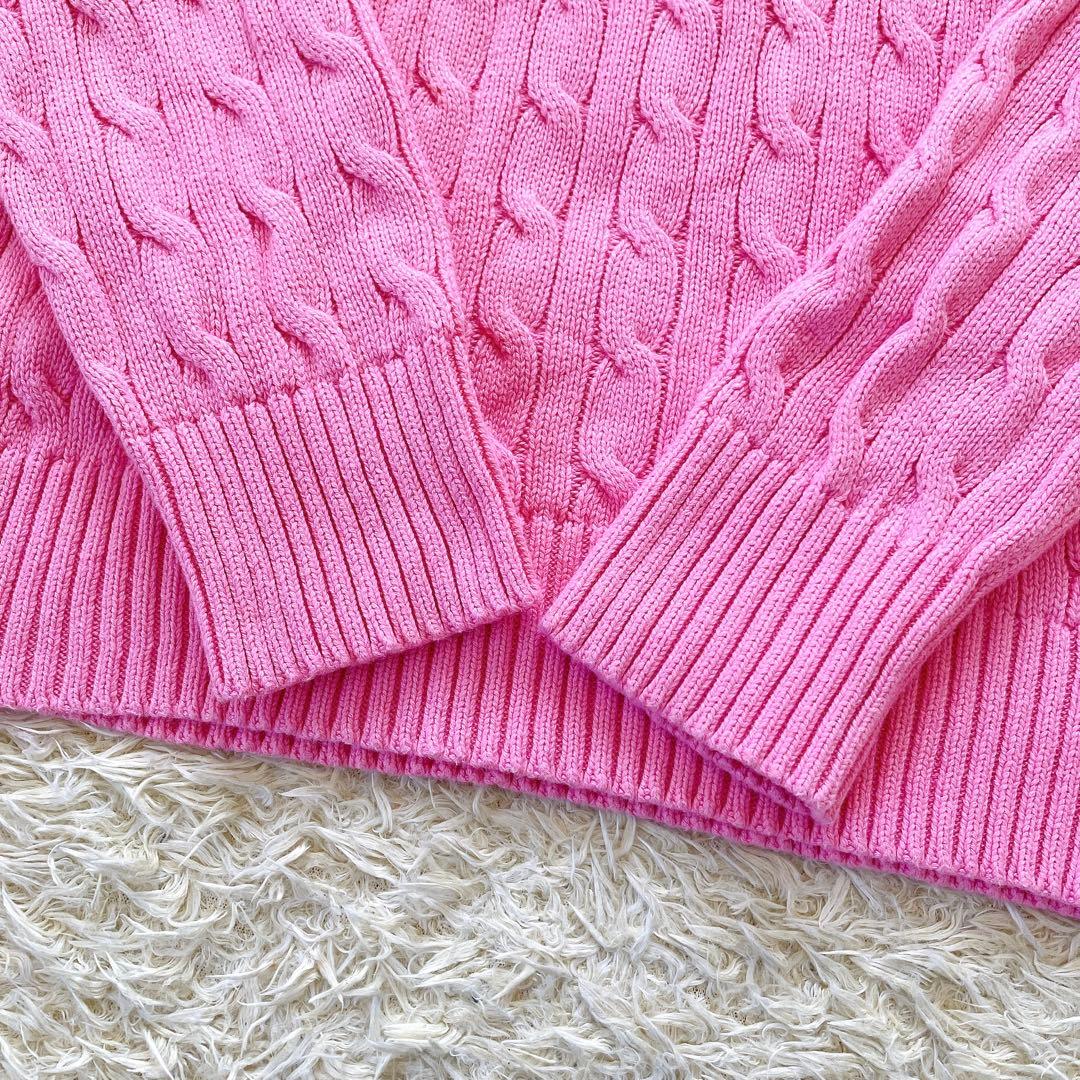 美品✨ポロラルフローレン 大きめLサイズ ピンク ケーブルニット セーター 長袖