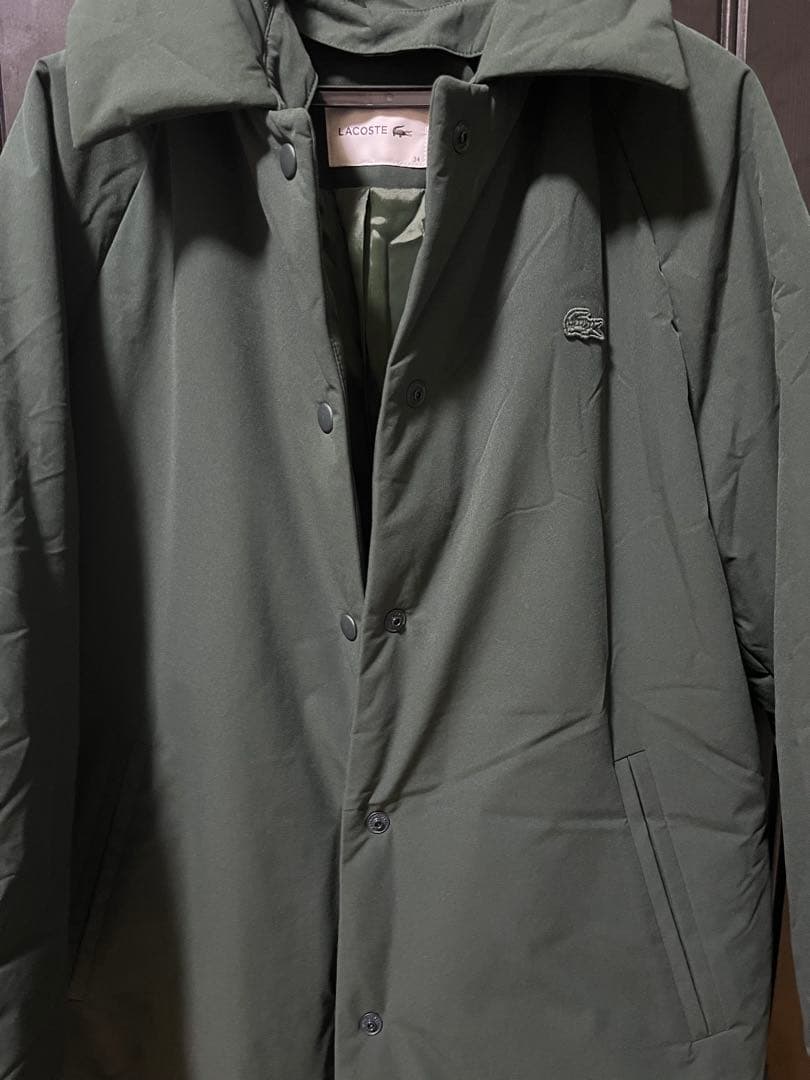 LACOSTE ダークグリーン ロングジャケット　襟取り外し可