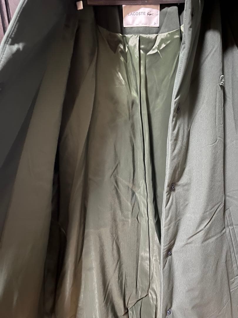 LACOSTE ダークグリーン ロングジャケット　襟取り外し可
