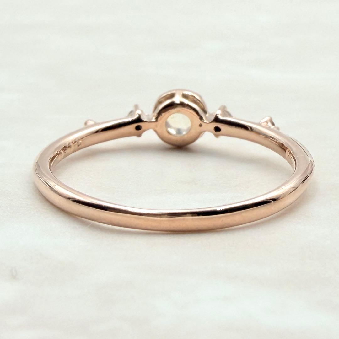 ほぼ未使用　K10 ブルームーンストーン　ダイヤモンド　リング　ピンクゴールド