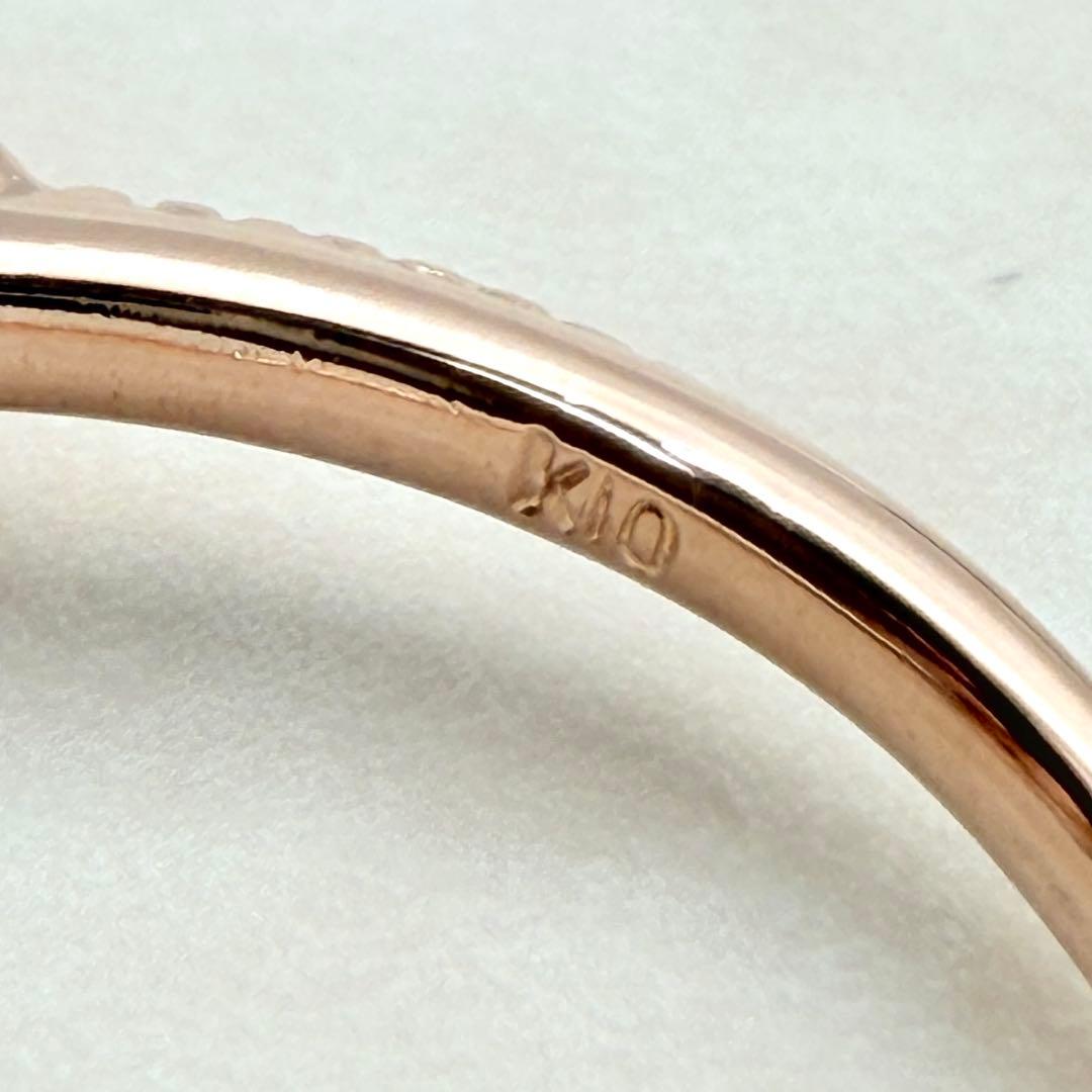 ほぼ未使用　K10 ブルームーンストーン　ダイヤモンド　リング　ピンクゴールド