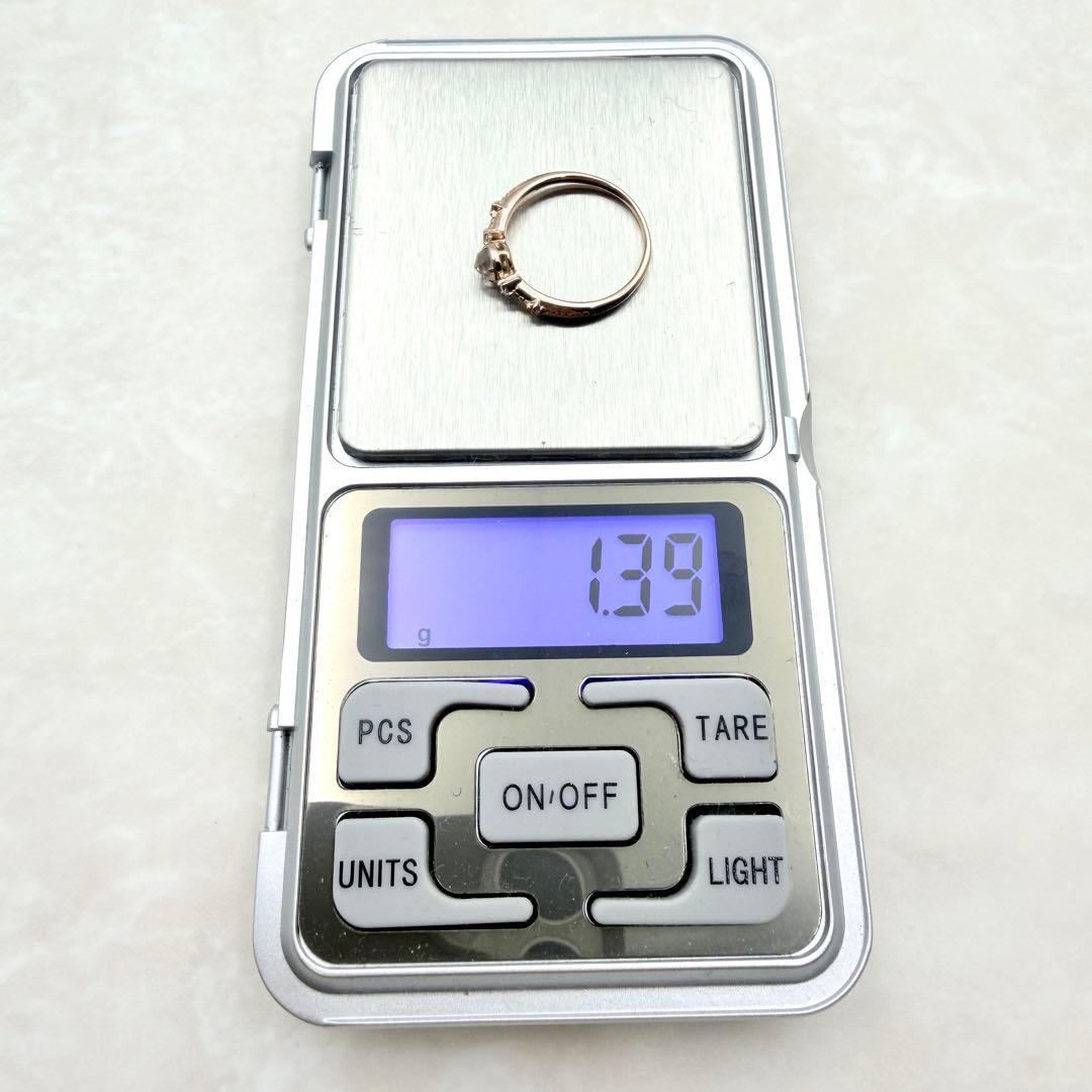 ほぼ未使用　K10 ブルームーンストーン　ダイヤモンド　リング　ピンクゴールド