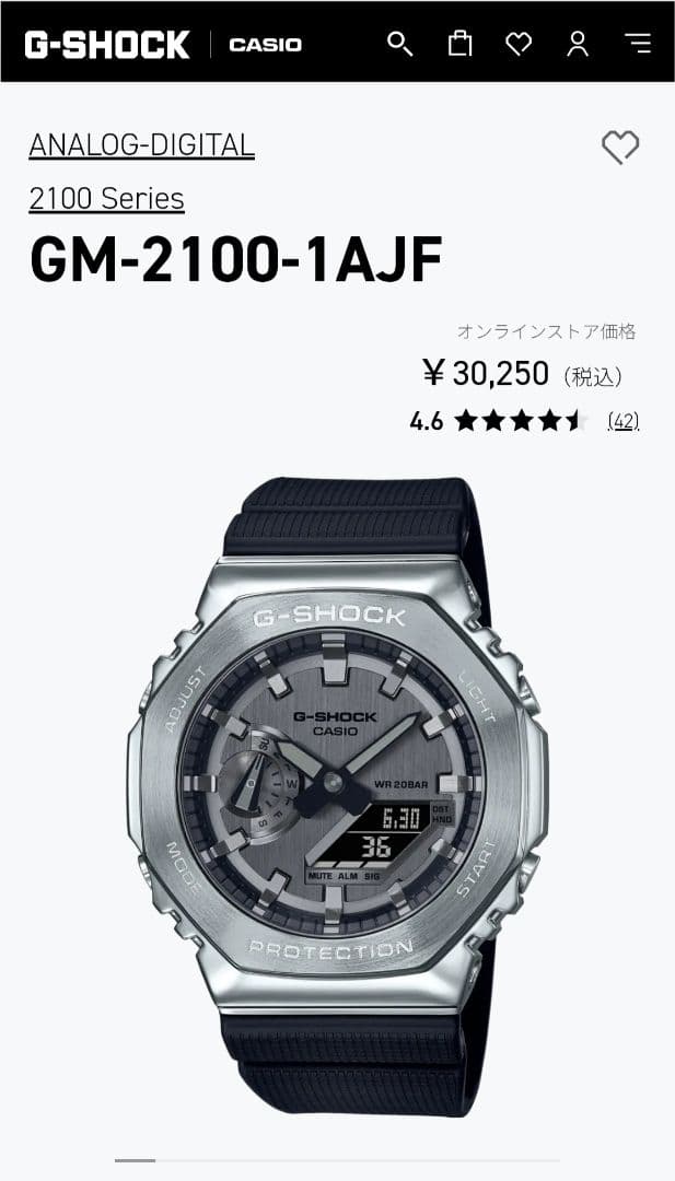 CASIO(カシオ) G-SHOCK GM-2100-1AJF 純正品