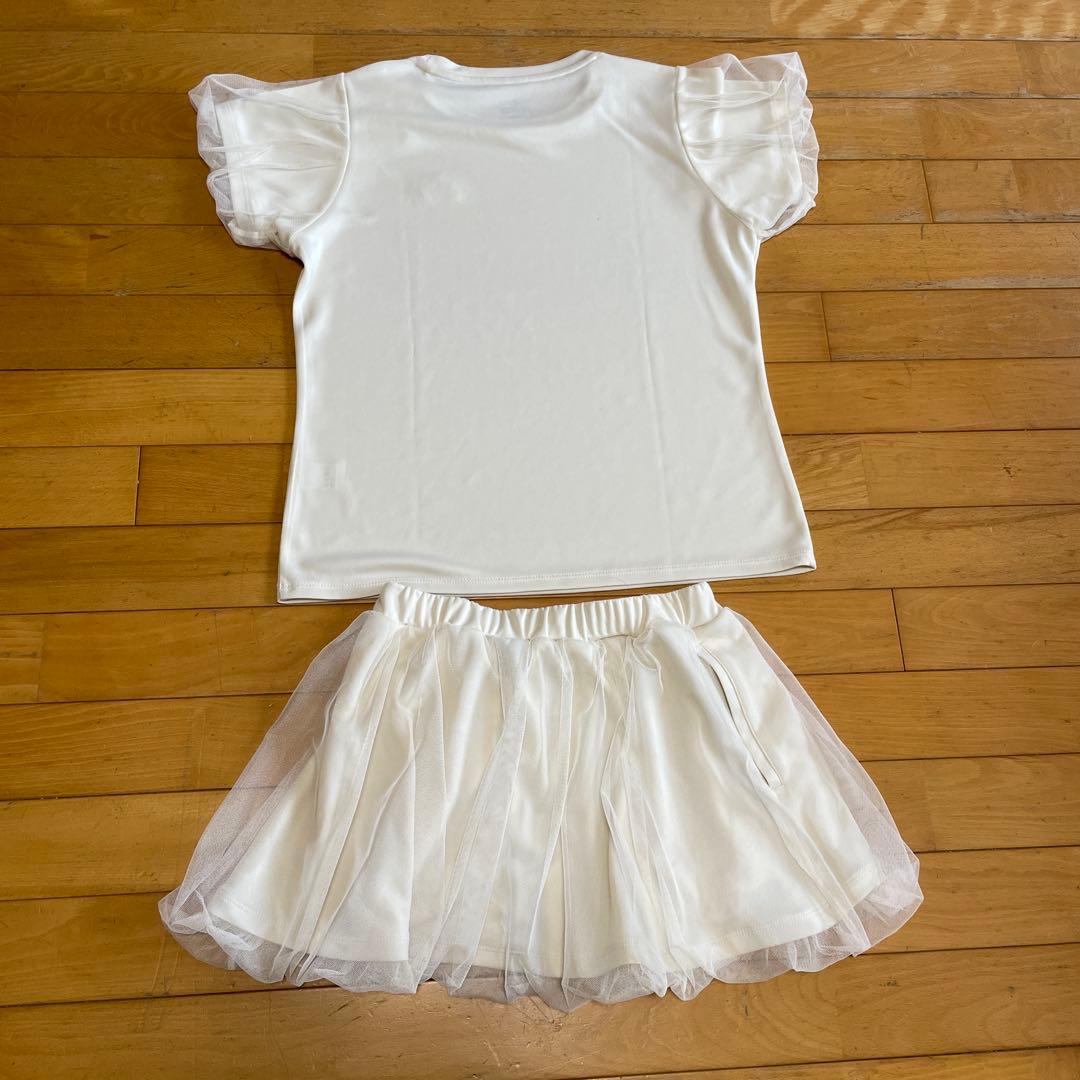 ホワイト フリル袖 Tシャツ セットアップ