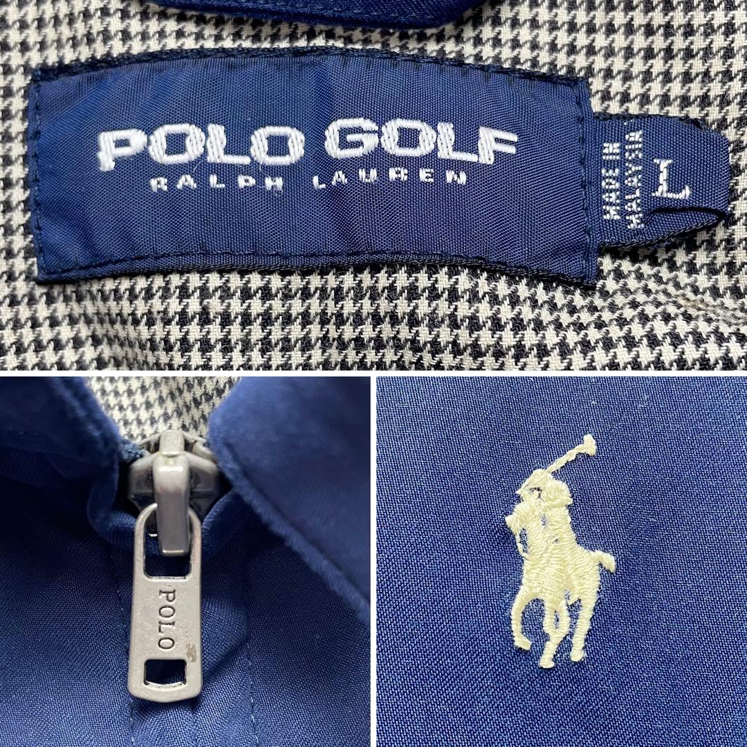雰囲気抜群 90s ポロラルフローレン ゴルフ スウィングトップ 千鳥柄 紺 L