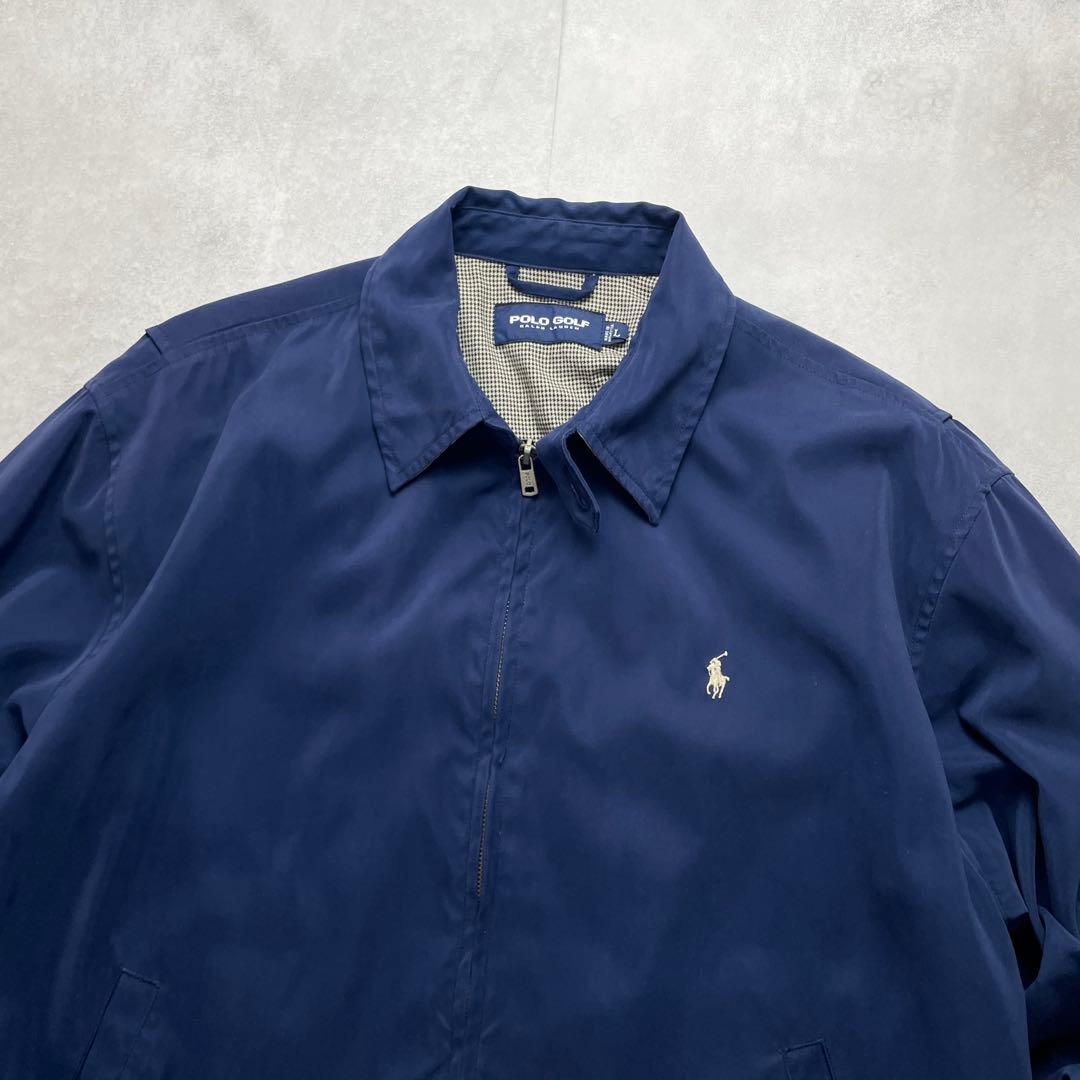 雰囲気抜群 90s ポロラルフローレン ゴルフ スウィングトップ 千鳥柄 紺 L