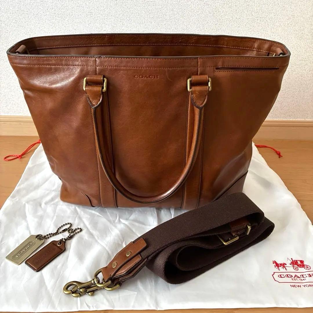 COACH ブラウン レザー トートバッグ