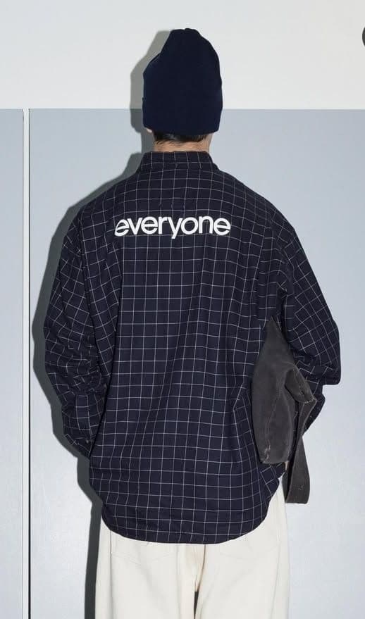 everyone バックロゴ チェック シャツ XL ネイビー 新品未使用