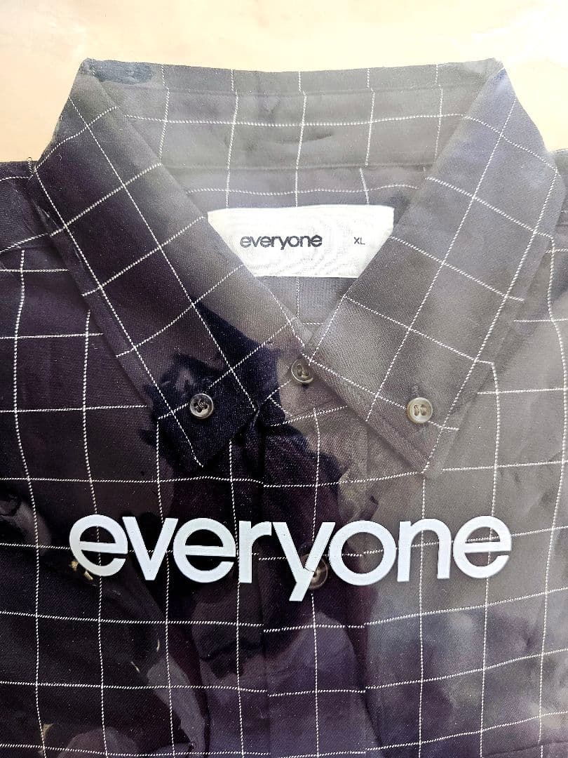 everyone バックロゴ チェック シャツ XL ネイビー 新品未使用