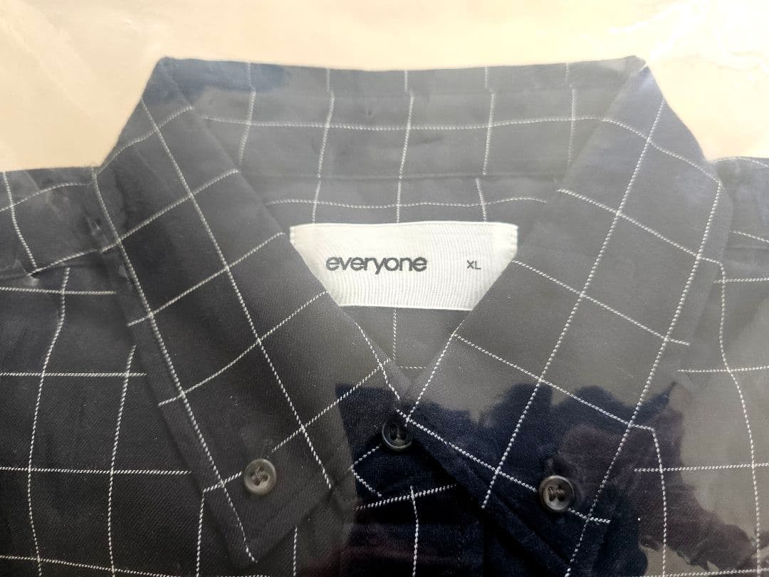 everyone バックロゴ チェック シャツ XL ネイビー 新品未使用
