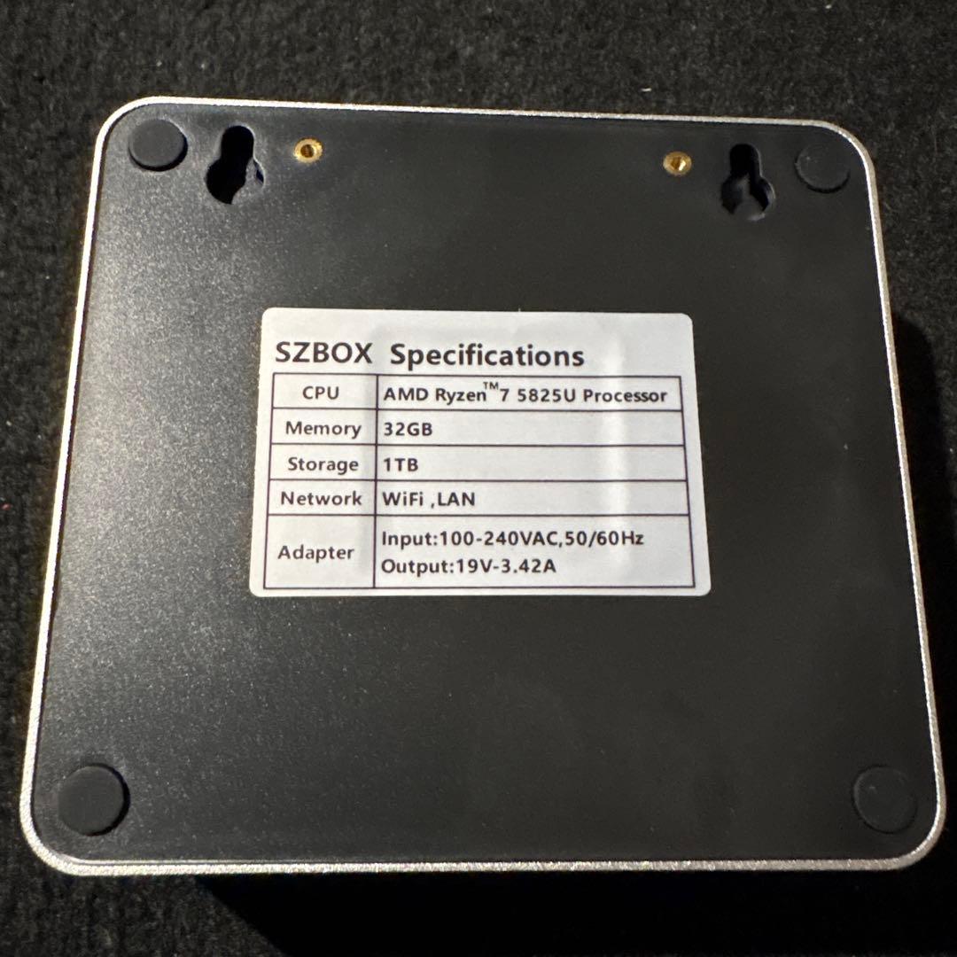 ミニPC SZBOX AMD Ryzen 7 5825U 32GB 1TB