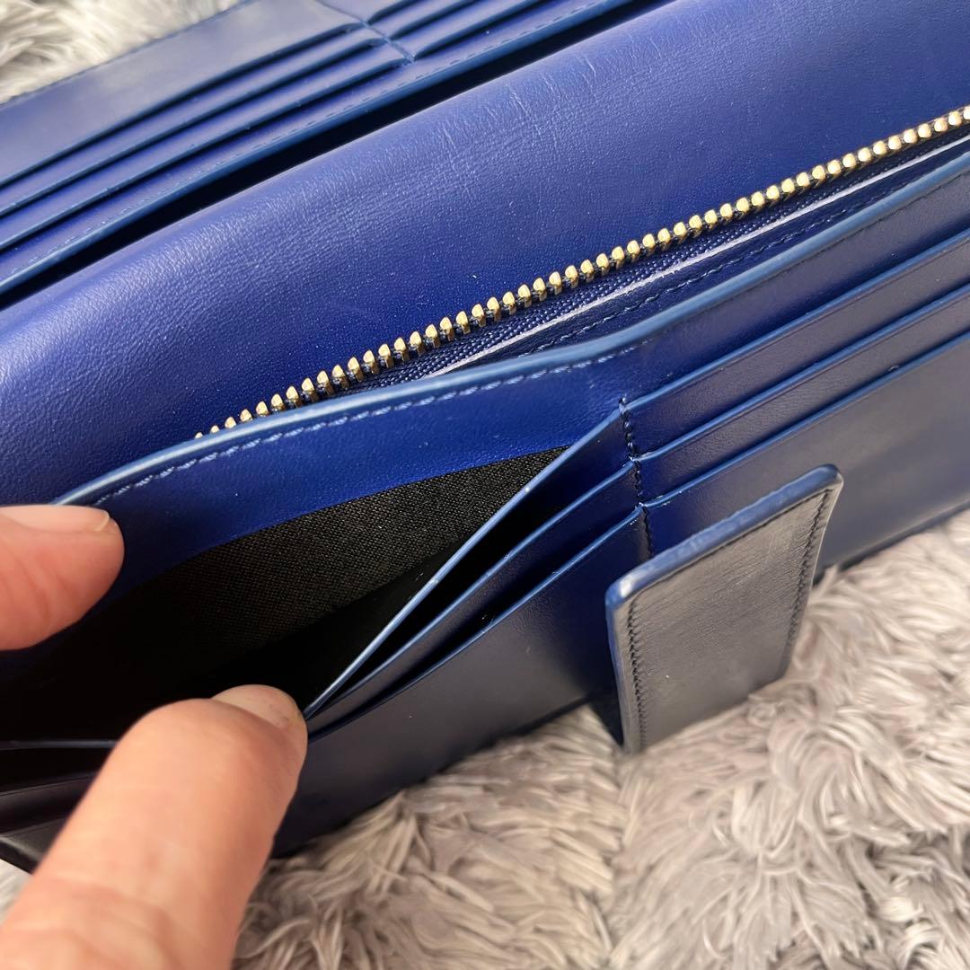 美品✨ロエベ　レア　立体アナグラムロゴ　ネイビー　長財布　メンズ　レディース