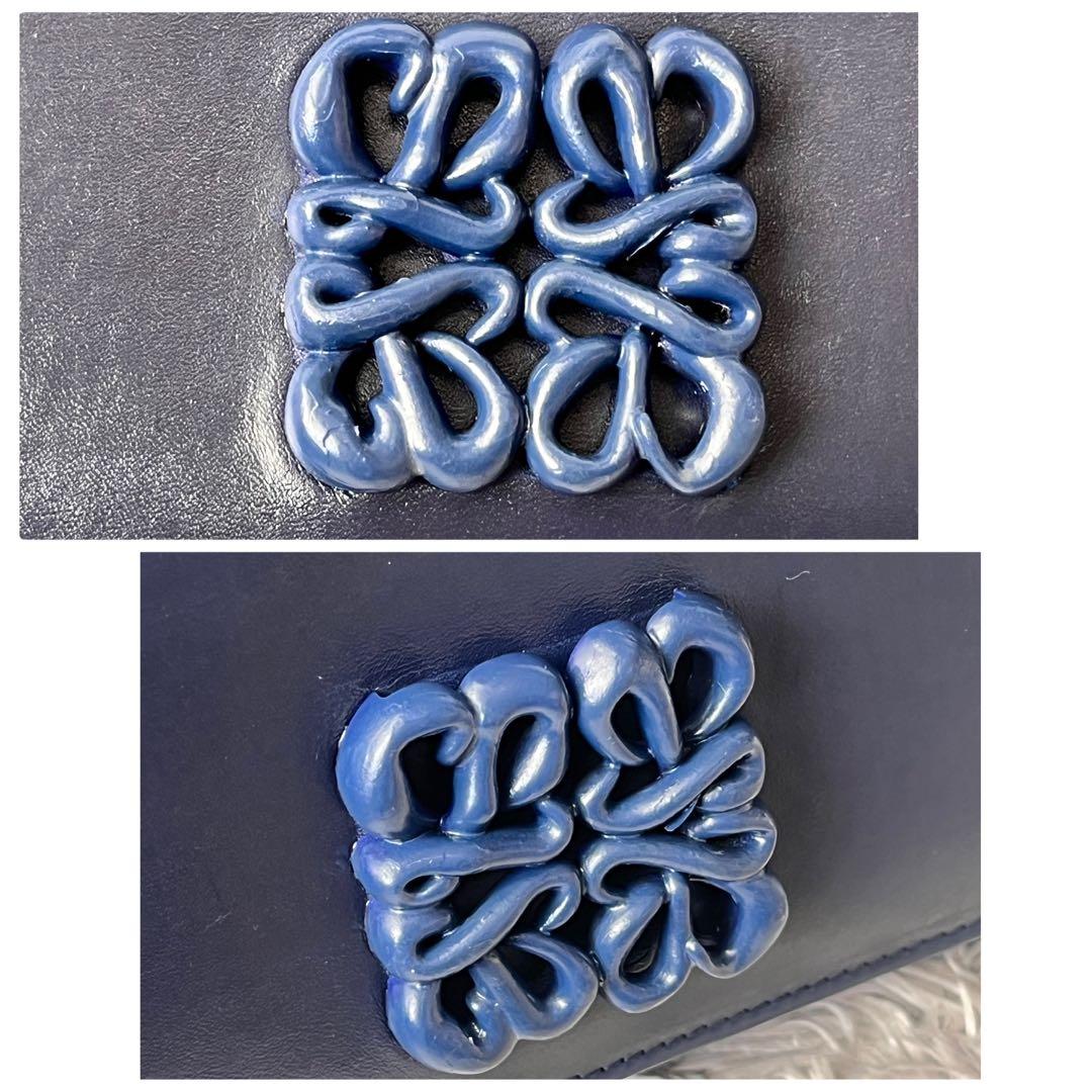 美品✨ロエベ　レア　立体アナグラムロゴ　ネイビー　長財布　メンズ　レディース