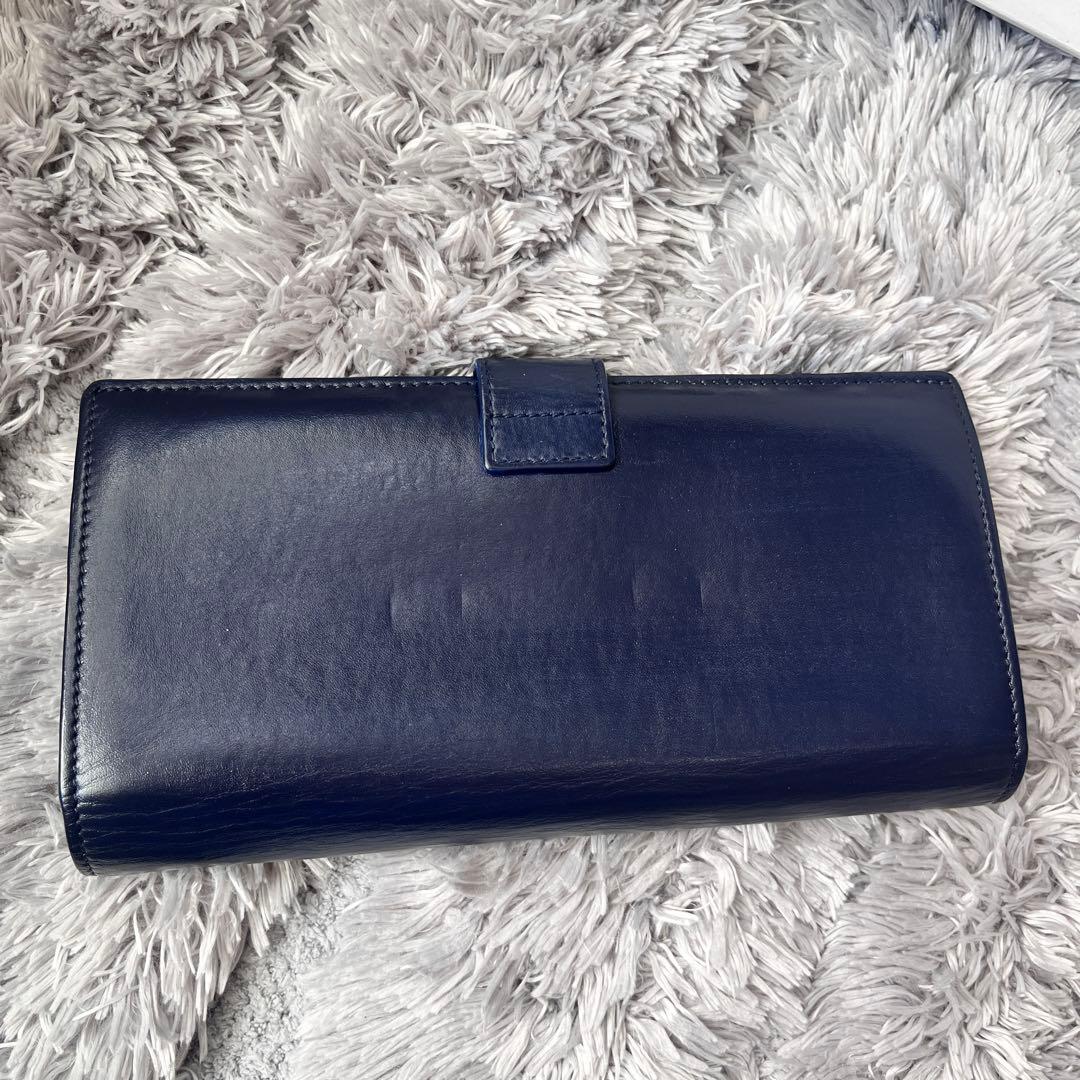 美品✨ロエベ　レア　立体アナグラムロゴ　ネイビー　長財布　メンズ　レディース