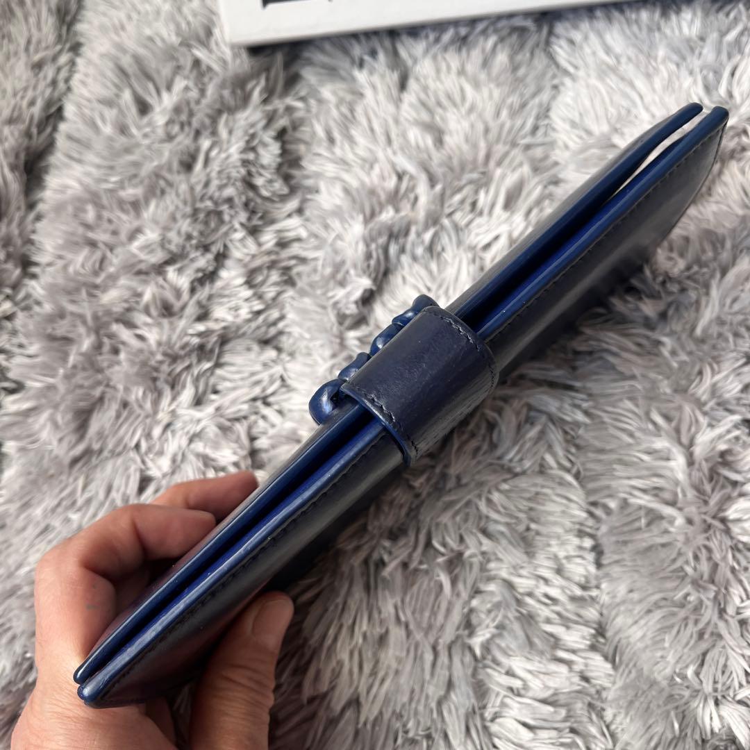 美品✨ロエベ　レア　立体アナグラムロゴ　ネイビー　長財布　メンズ　レディース