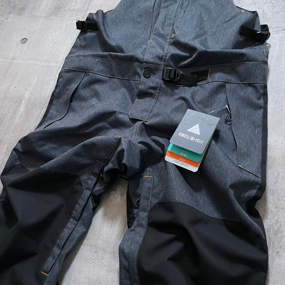 新品タグ付き スキー スノーボード ウェア パンツ オーバーオール デニム調