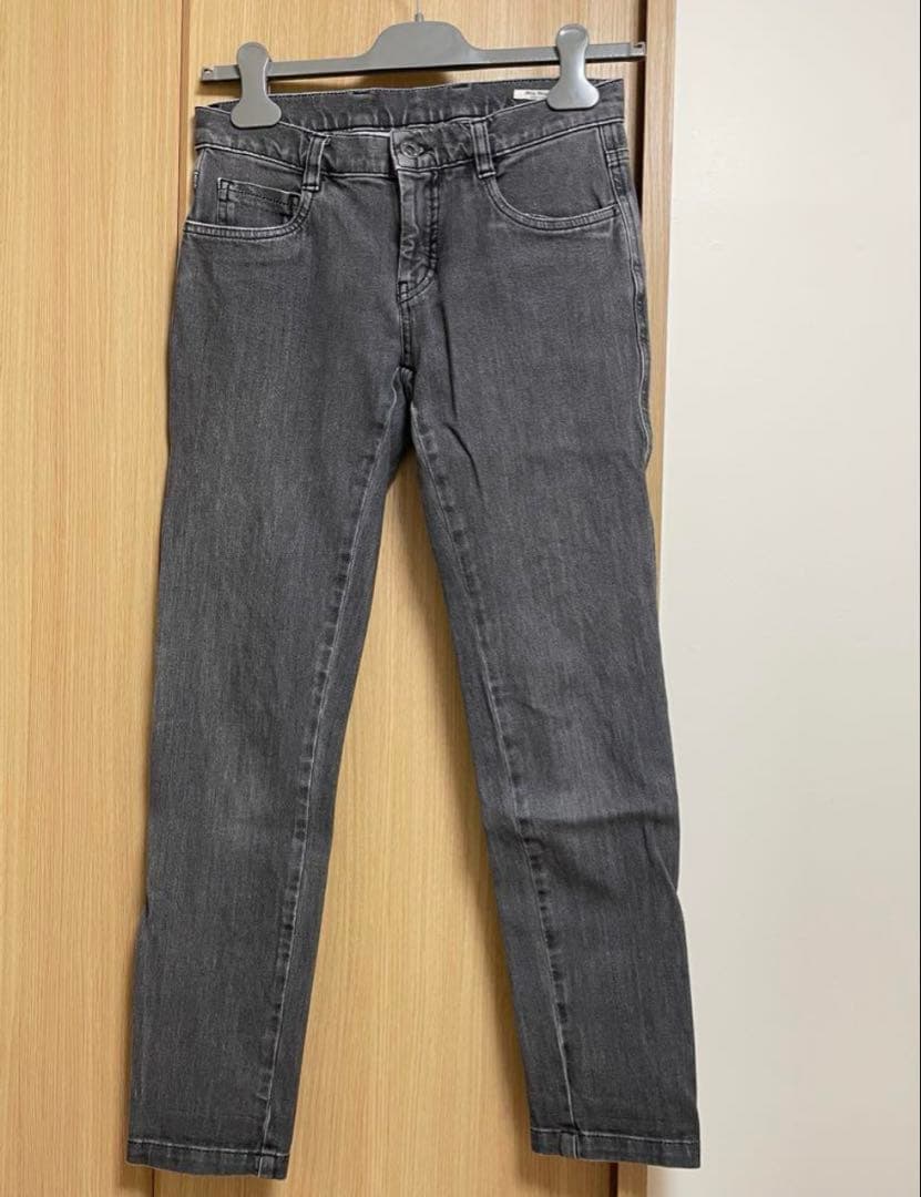 最終お値下げ！miumiu デニムパンツ　ロゴプレート付　アーカイブ　スキニー