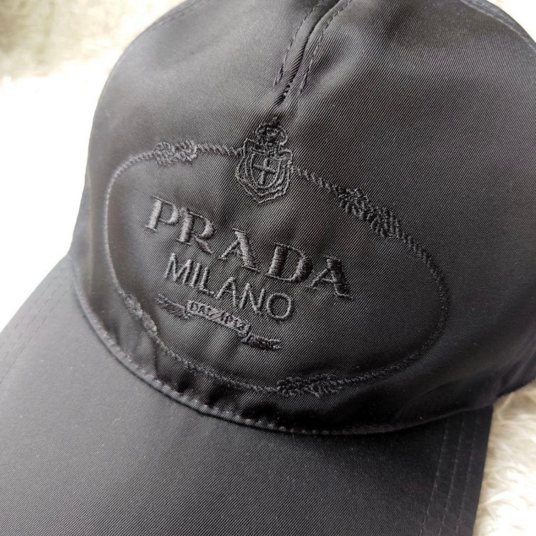【美品】PRADA ブラック キャップ ロゴ ユニセックス レディース メンズ