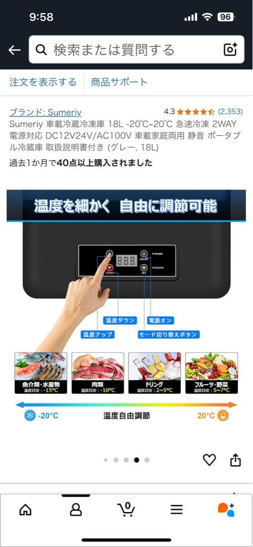 Sumrity ポータブル冷蔵庫 18L