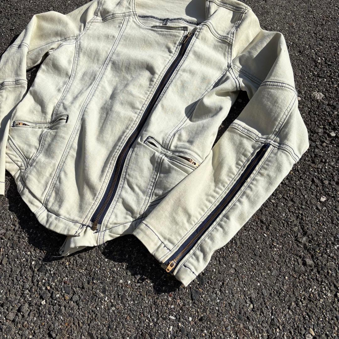 00s archive　ライダースジャケット ホワイト モード系　変形　ギミック