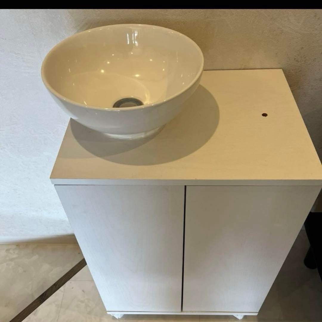 洗面台セット 木製キャビネット 丸型ボウル