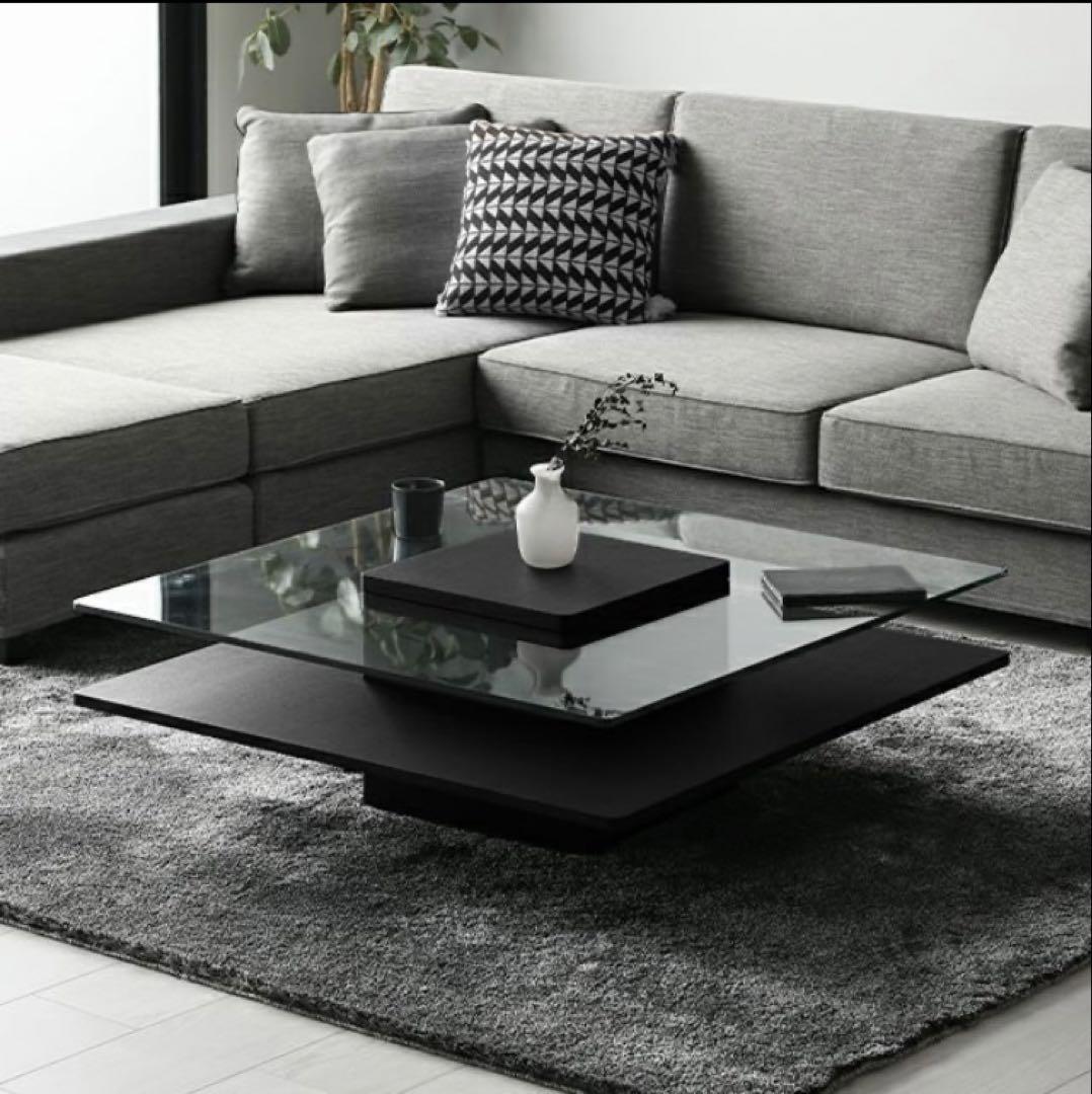 armoniaアルモニア ガラスセンターテーブル ブラック木目調 おしゃれ