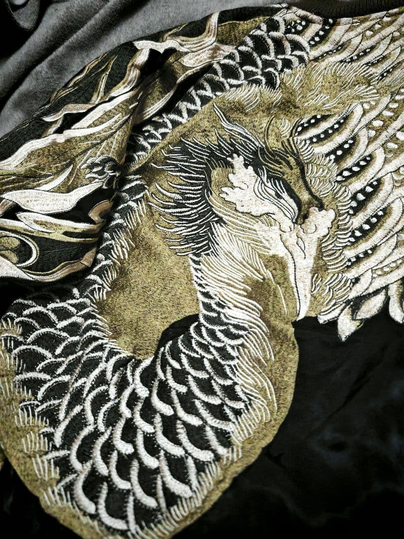 limited 日本限定 SCRIPT スカジャン 孔雀刺繍 100% silk