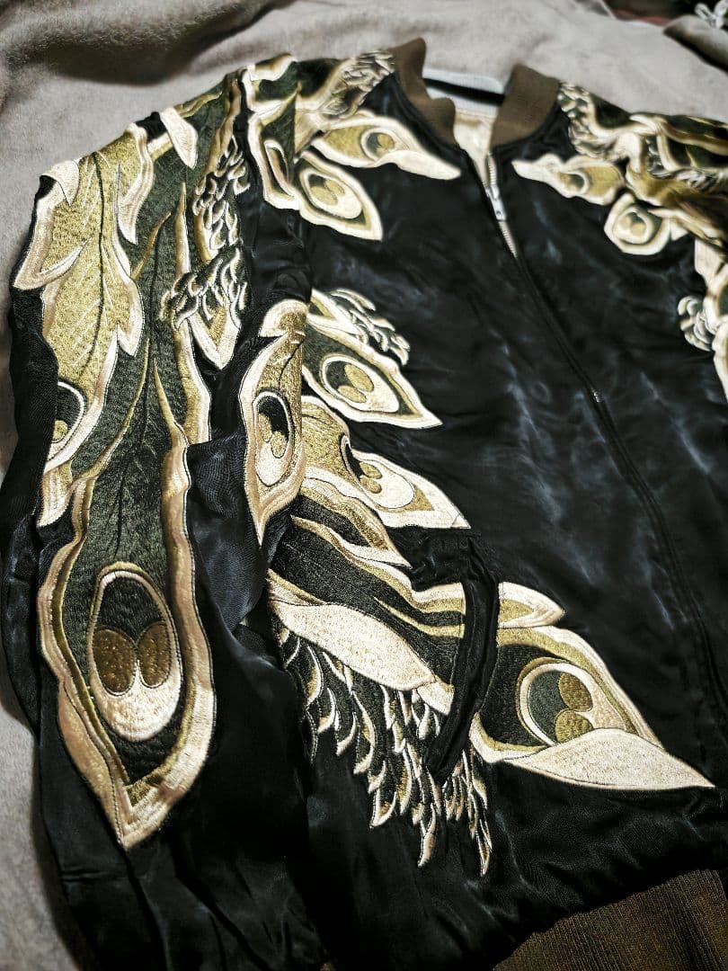 limited 日本限定 SCRIPT スカジャン 孔雀刺繍 100% silk