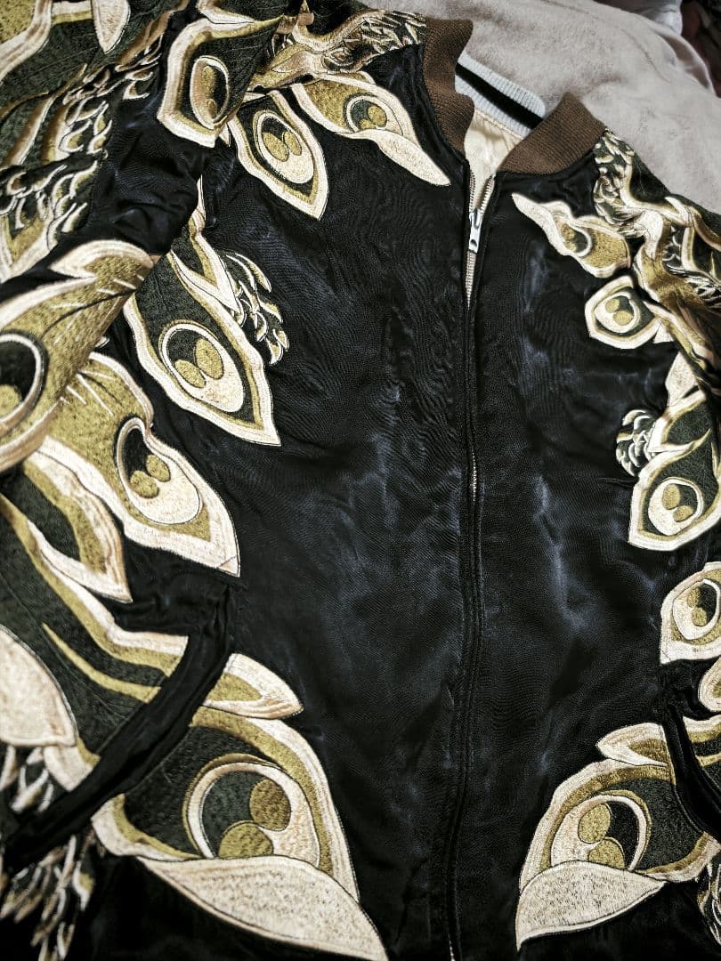 limited 日本限定 SCRIPT スカジャン 孔雀刺繍 100% silk