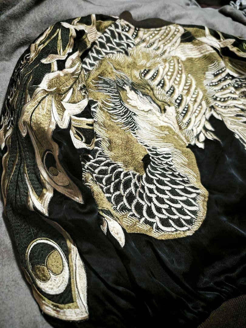 limited 日本限定 SCRIPT スカジャン 孔雀刺繍 100% silk