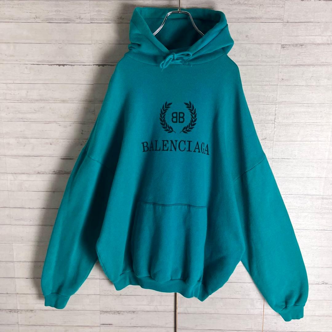 【即完売・希少カラー】 バレンシアガ センターロゴ 入手困難 bbロゴ パーカー