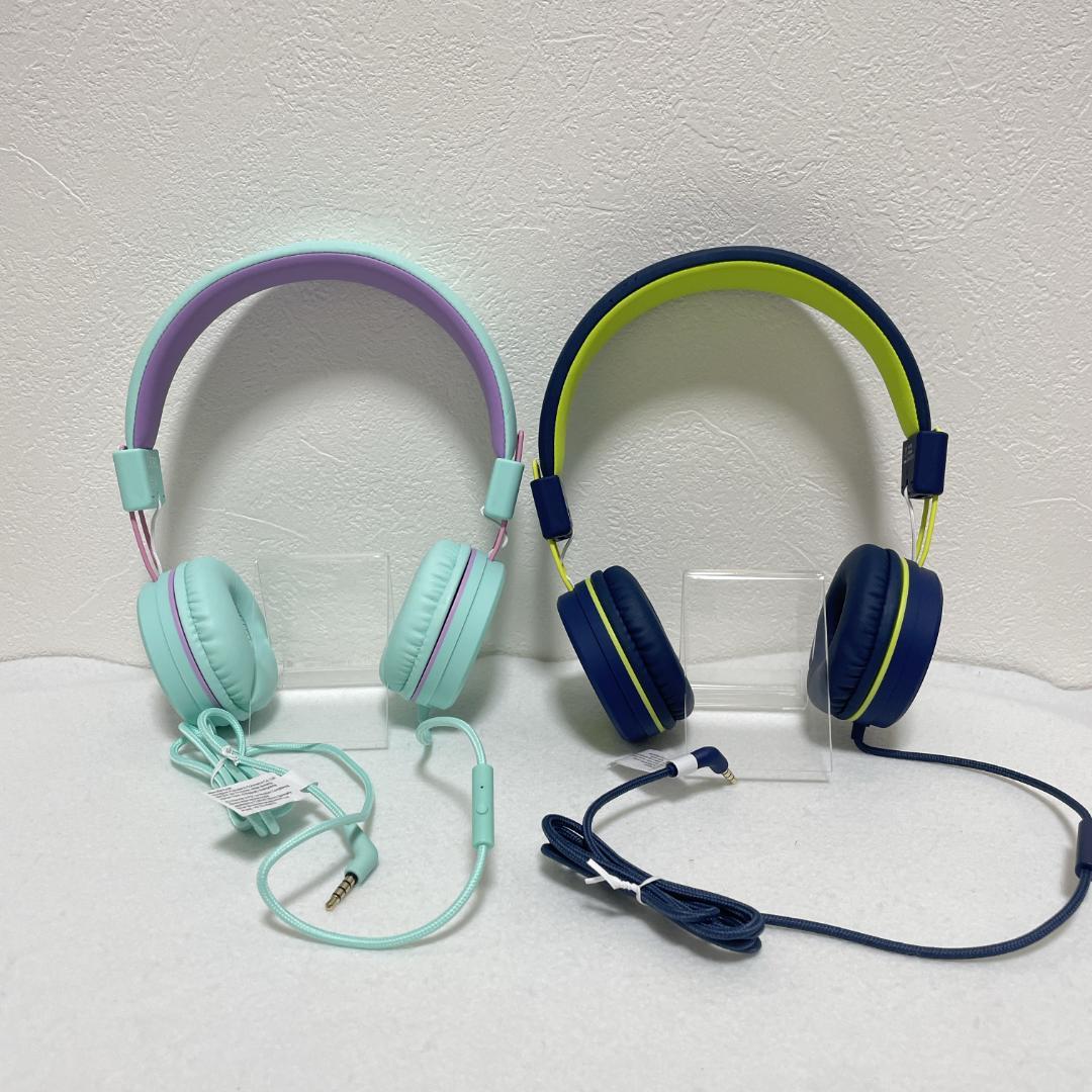 キッズヘッドフォン マイク付き - 91dB 有線オンイヤー ヘッドセット 子供