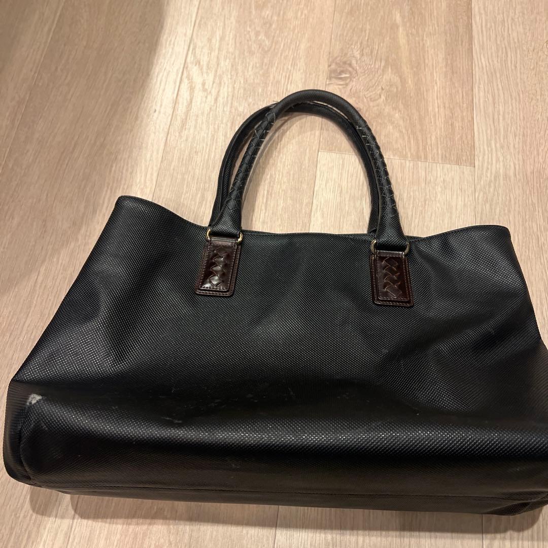 ボッテガべネタ　黒 ナイロン トートバッグ 編み込みハンドル