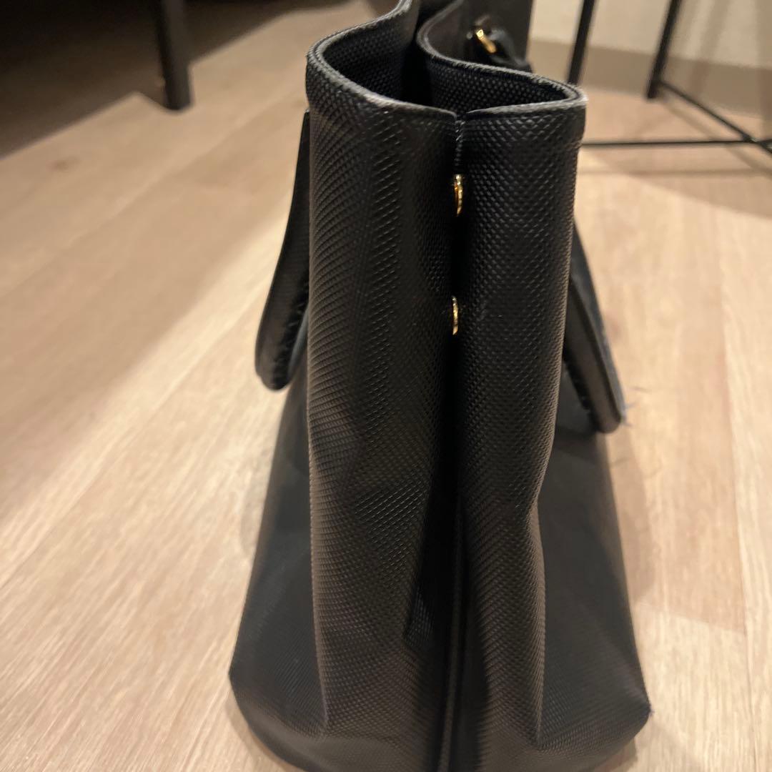 ボッテガべネタ　黒 ナイロン トートバッグ 編み込みハンドル