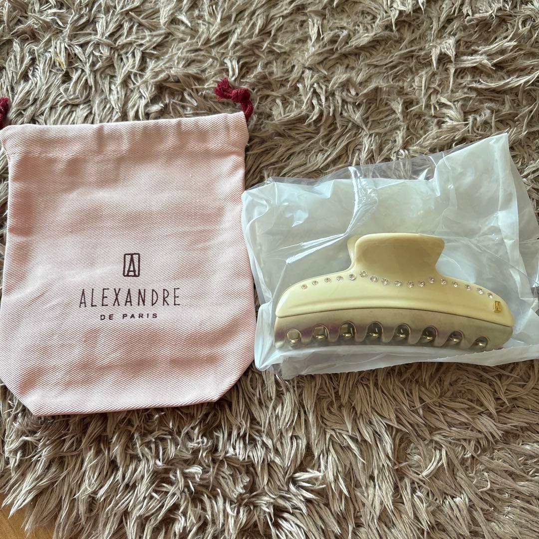 ☆新品☆アレクサンドルドゥパリ/クリスタル付きヘア クリップ/クリーム