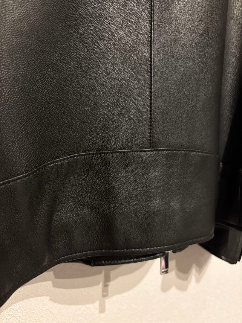 【サイズ３・STUDIOUSブラック レザー シングルライダースジャケット】