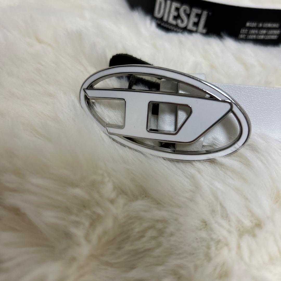 【現行品】DIESEL カウレザーベルト　ホワイトベルト　サイズ75 半額以下