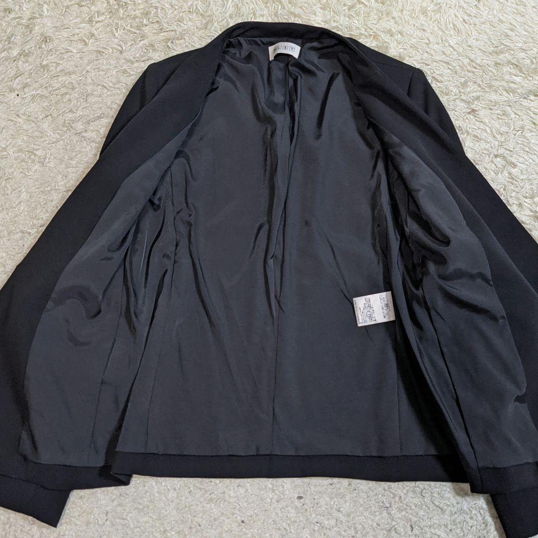 プラステ　セットアップ　ノーカラー　ワイドパンツ　洗える　ストレッチ　ゴム