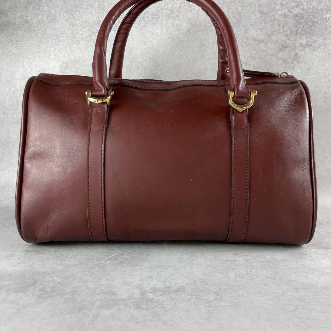 【美品✨】カルティエ ミニボストン バッグ ゴールド金具 ボルドー