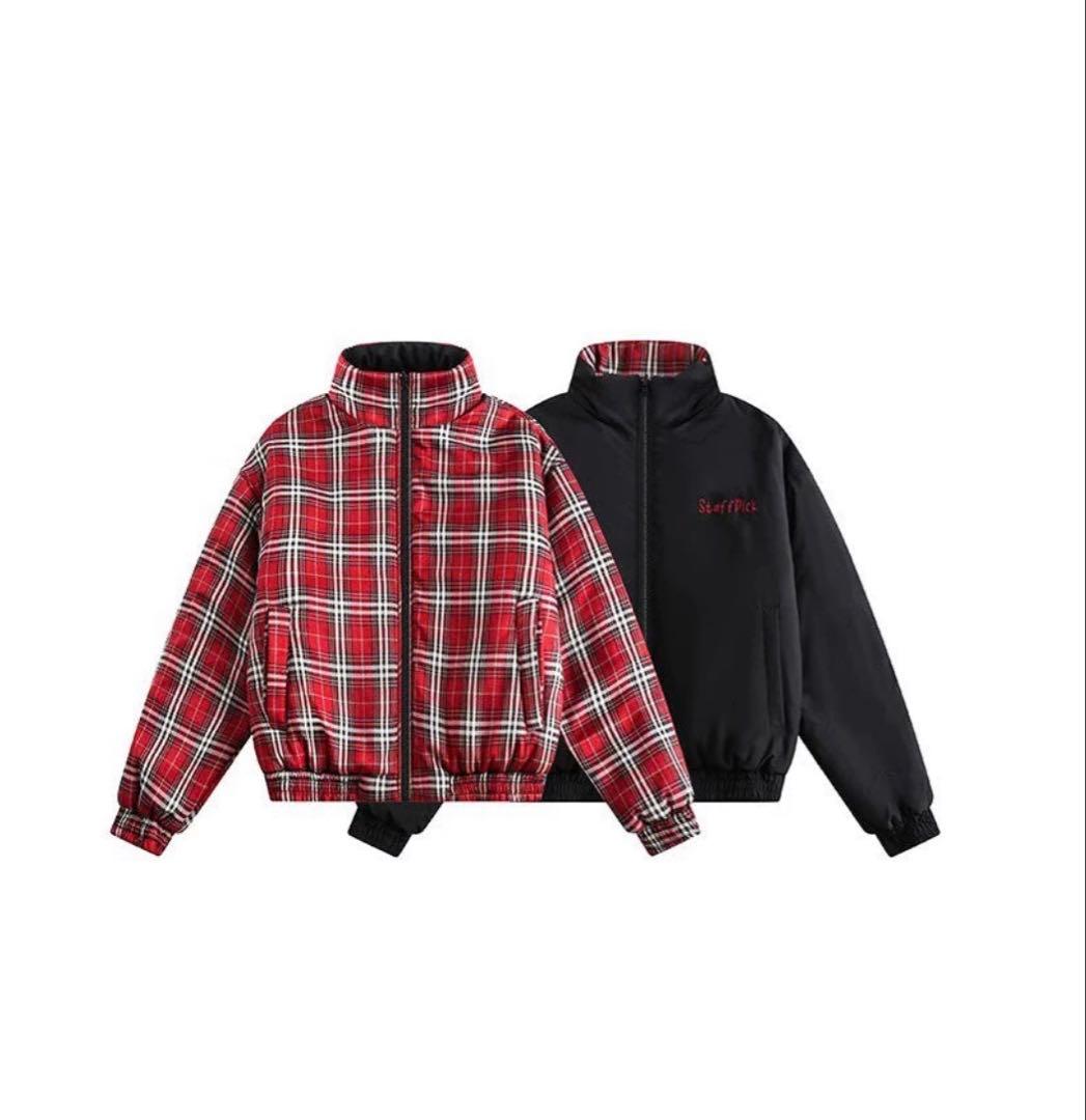 リバーシブル チェックダウンジャケット