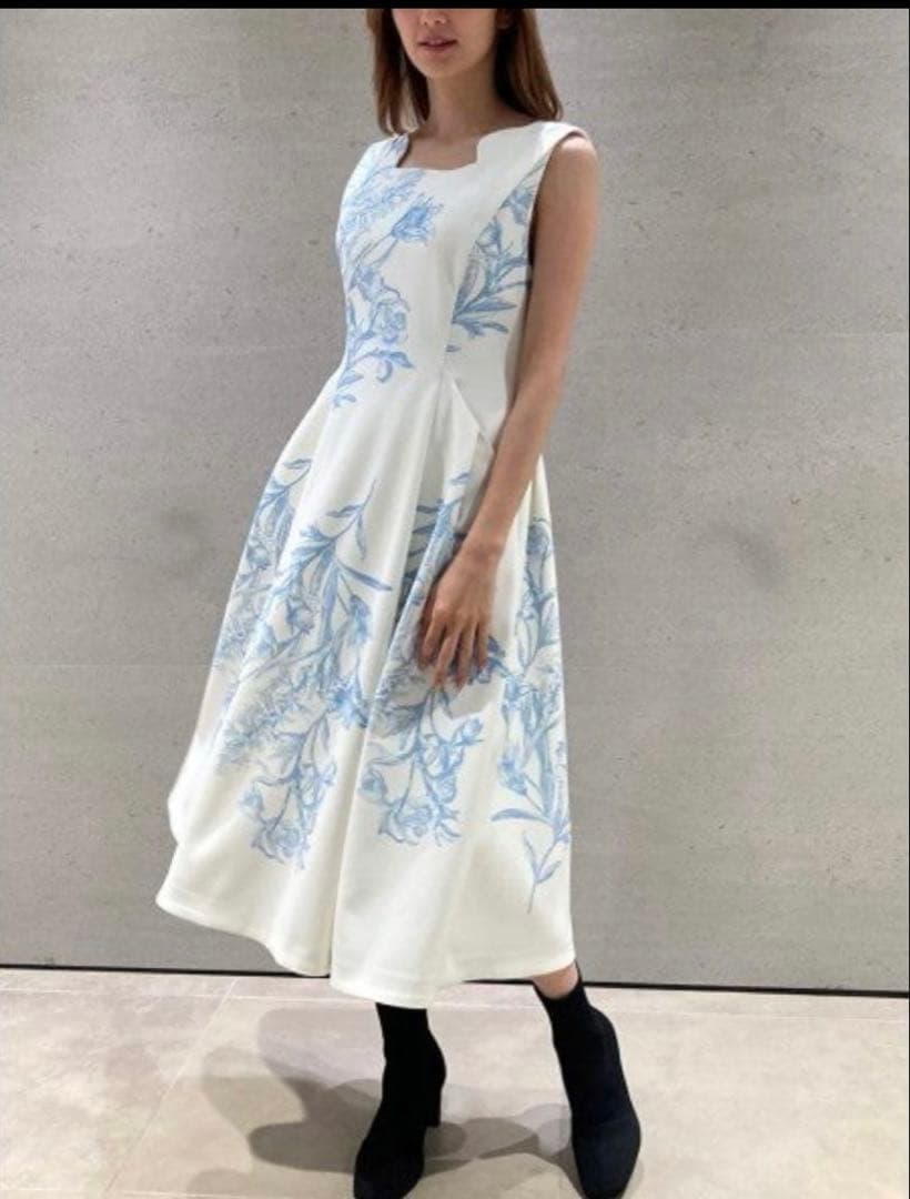 CELFORD セルフォード スカラネックワンピース　花柄　ブルー