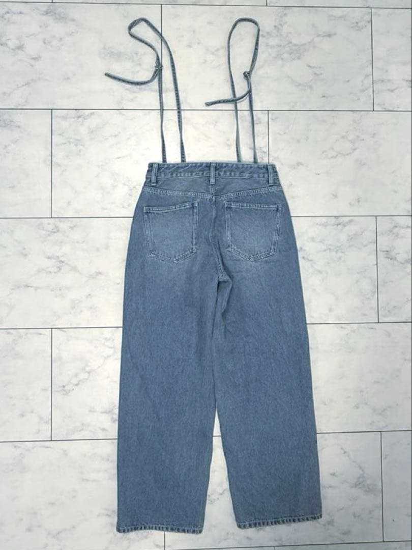 efu サスペンダー　ルーズストレートデニム　ブルー　S