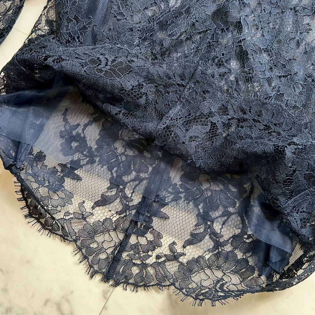 MADISONBLUE フラワーモチーフレースプルオーバーブラウス ネイビー