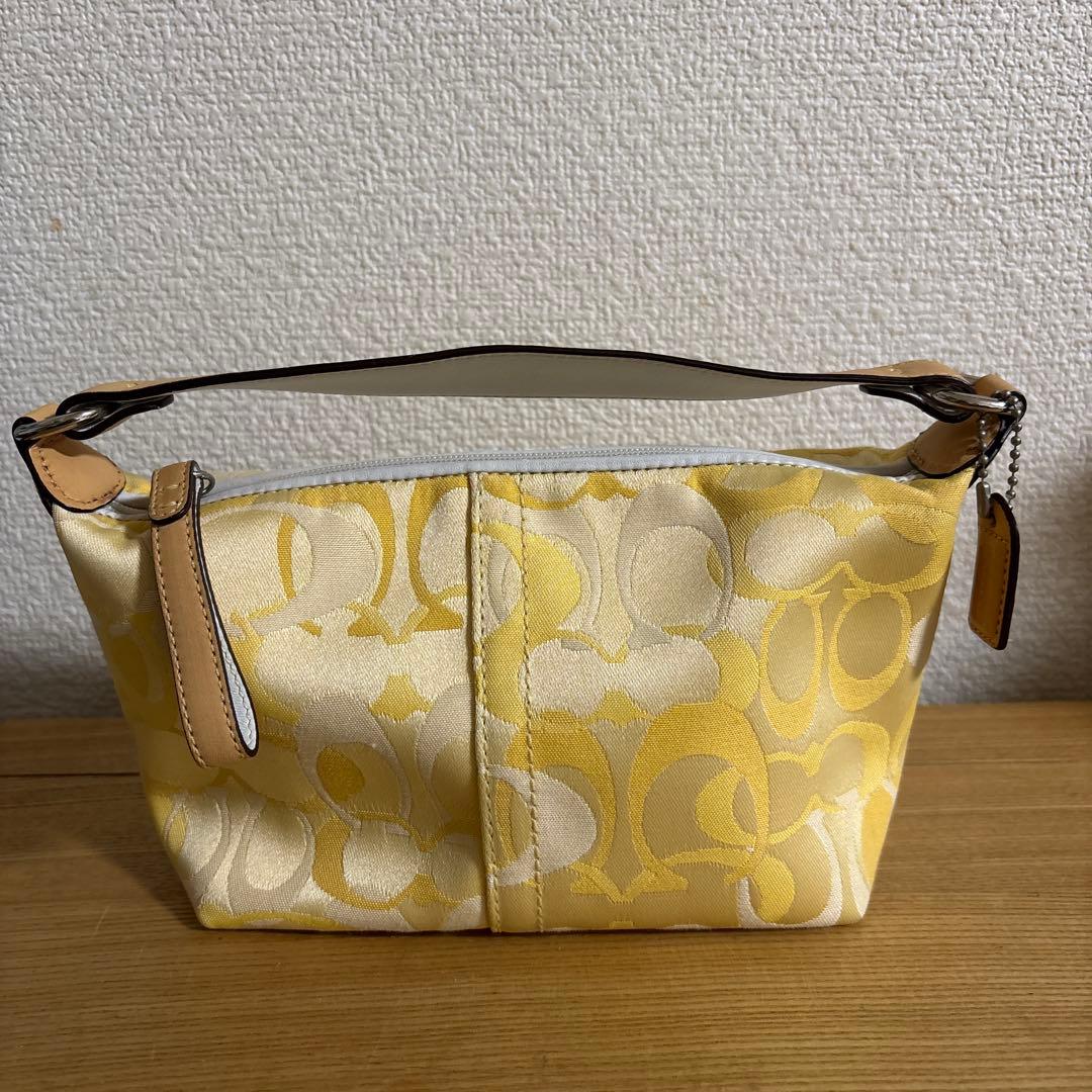COACH コーチ アクセサリーポーチ　バッグ　シグネチャー イエロー　y2k