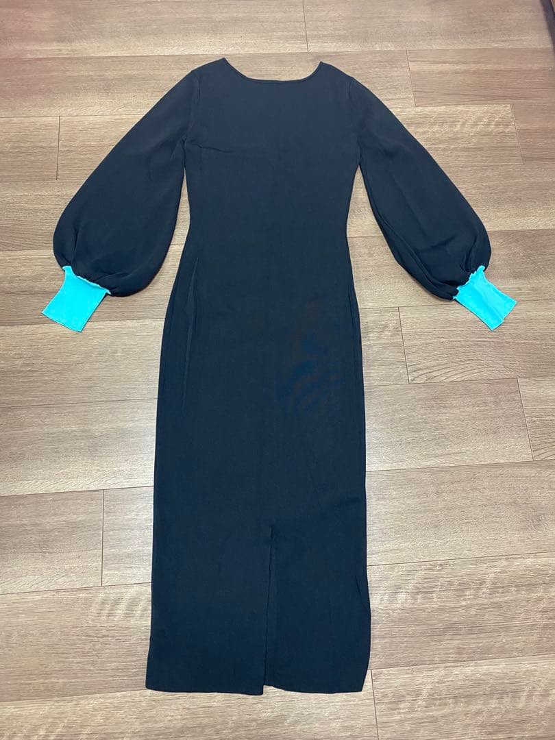 【JENNE】配色カフスニットワンピース　S