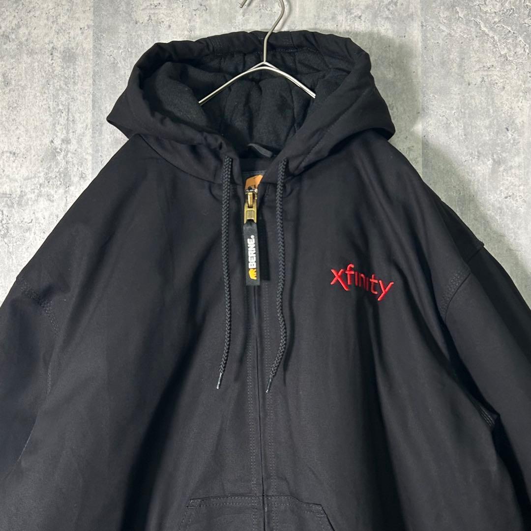 激渋 ダック アクティブ ジャケット パーカー 黒 刺繍 USA企業 ロゴ 美品