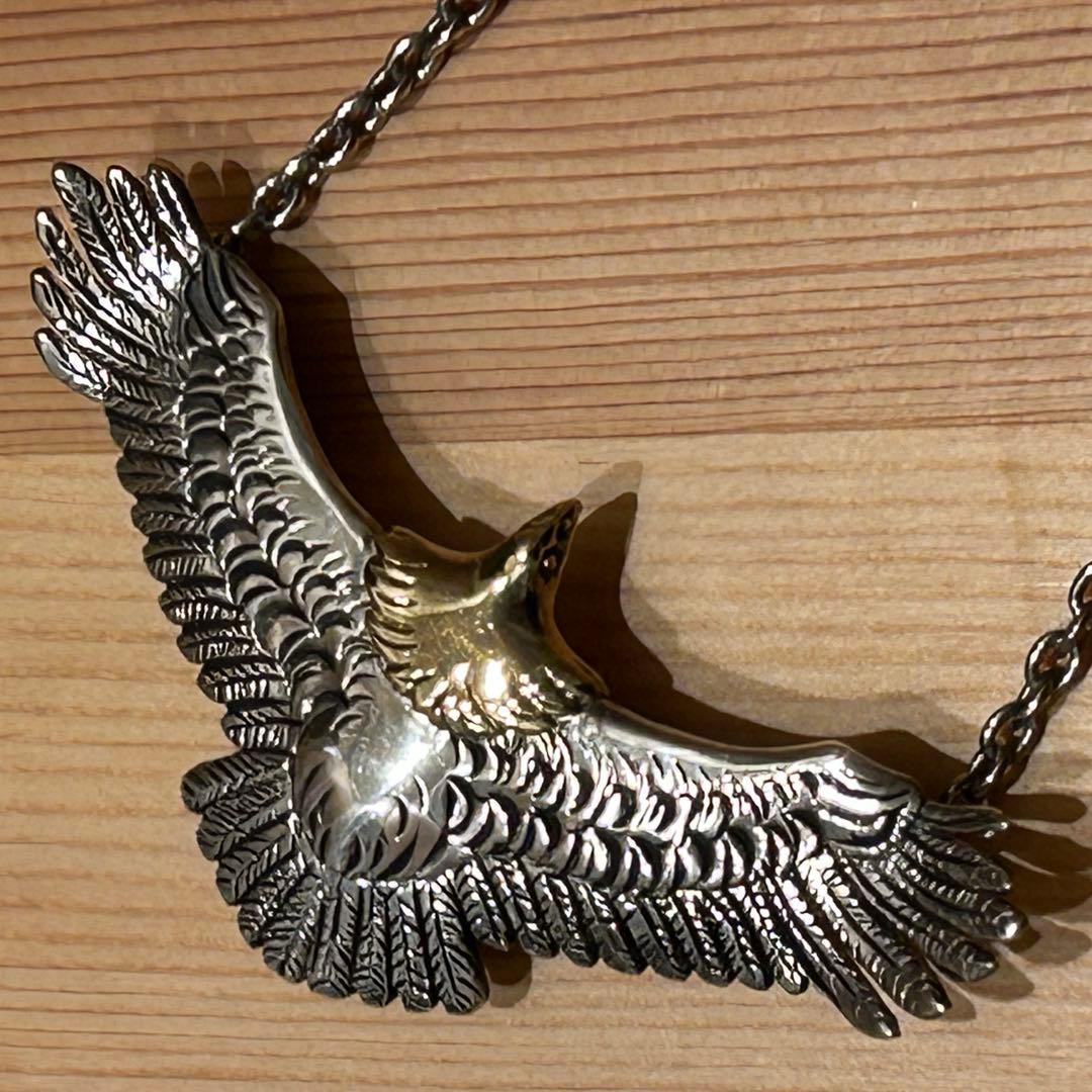 MOTO レザー シルバー 大イーグル ネックレス