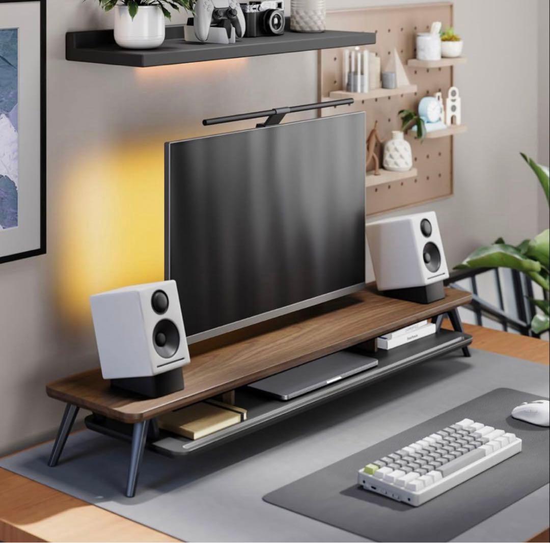 Fenge モニター台 デスクシェルフ 108cm ブラウン G04A2124D